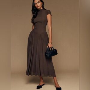 Reformation Maven Dress in Mole